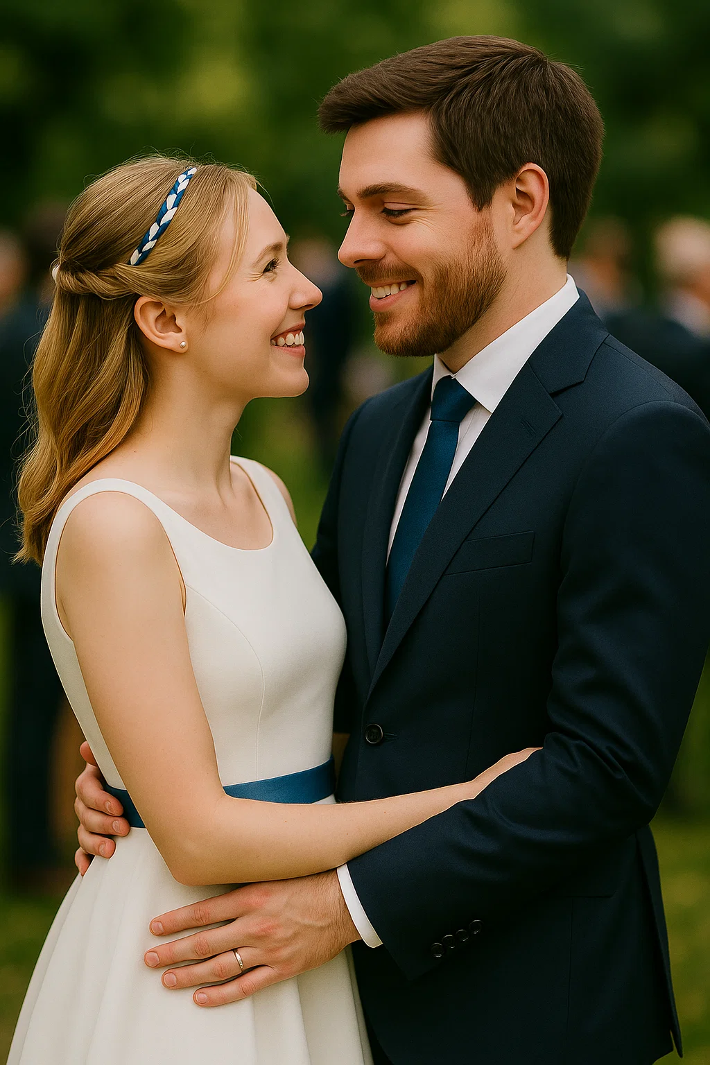 Bräutigam-Double Sebastian hält die Braut in seinen Armen